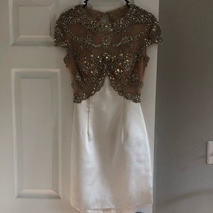 Sherri Hill Sexy Open Back Cap Sleeve Beaded Dress